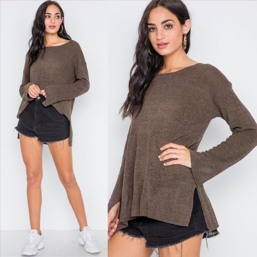 Cocoa Brown Knit Top - Picture 2 of 2